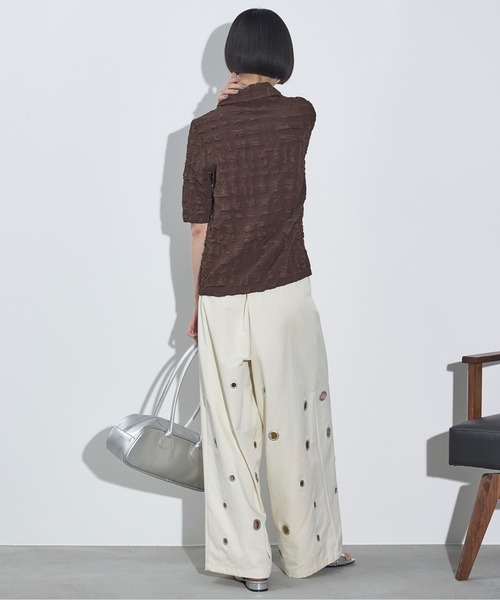 THE Yon パンツ チノパン アイレットヘムダブルタックワイド