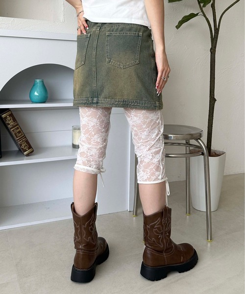 新品未使用！girlish ジーンスカート バックチュールデニムスカート(ロング・マキシ丈スカート) | al