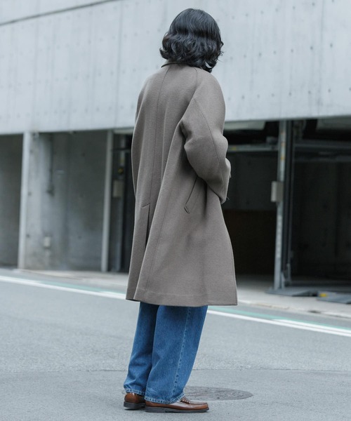 URBAN RESEARCH DOORS レッドブラウン ステンカラーコート URBAN RESEARCH DOORS｜ウールメルトンステンカラーコート