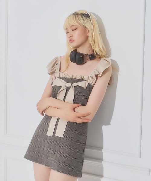 lilLilly ワンピース バイカラーリボンミニドレス : ZOZOTOWN Yahoo!店 