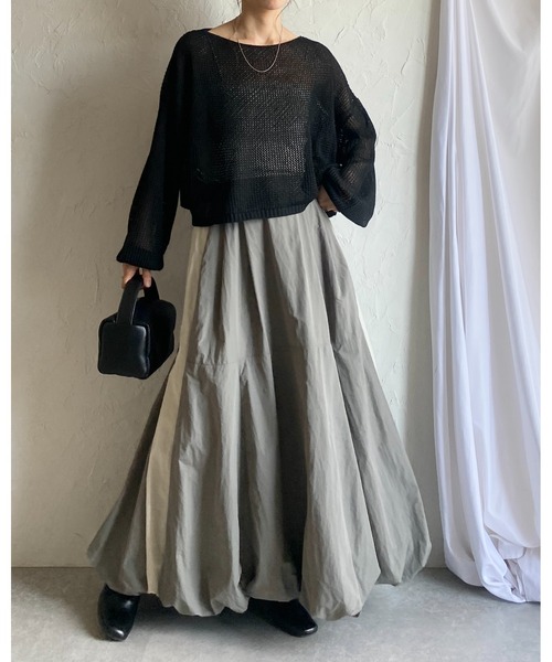 She's Closet スカート ボリュームフレアロングサイドライン
