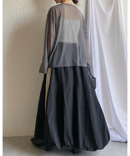 ナイロンバルーンボリュームスカート She's Closet スカート ボリュームフレアロングサイドライン