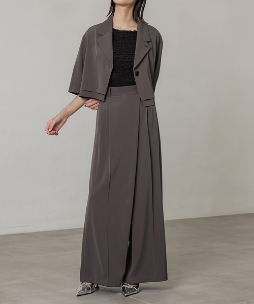 PUBLIC TOKYO スラックス パンツ アシメラップストレートパンツ  