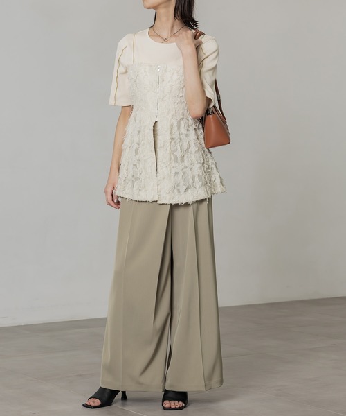 PUBLIC TOKYO スラックス パンツ アシメラップストレートパンツ  