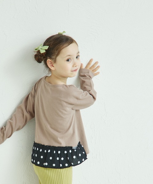 pairmanon（ペアマノン） tシャツ 花柄 ドット バックフリル 長袖 T