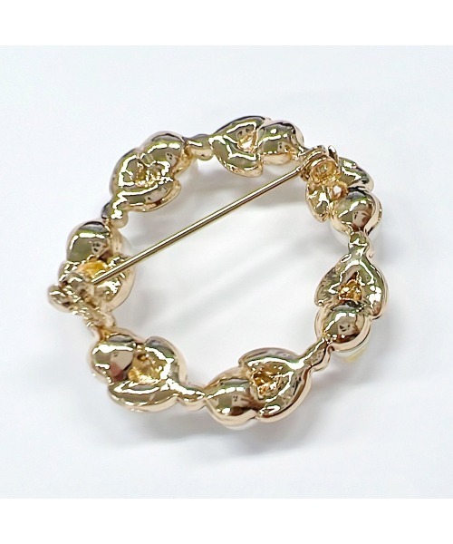 ゴールドパールブローチ ミキモト(Mikimoto) パール ブローチ 14金イエローゴールド 真珠