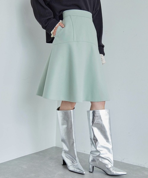 VIS（ビス） スカート 「洗える」ジャージメルトンニーレングス