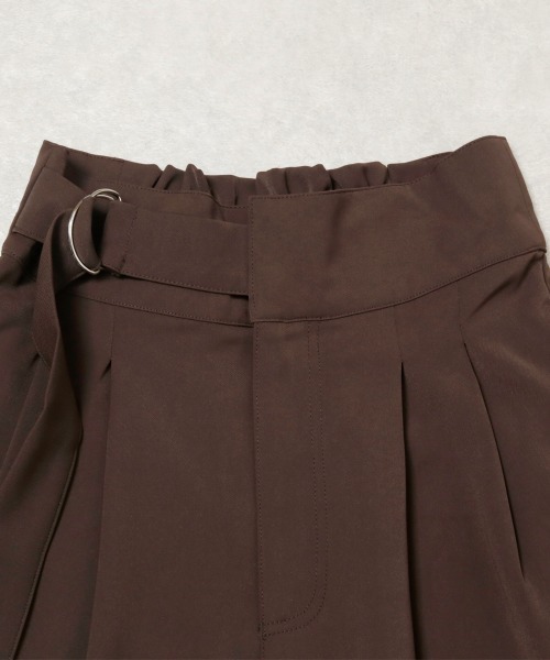 スラックス パンツ ベルトデザインワイドスラックス レディース 