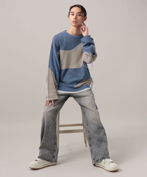 ニット/セーター VARIOUS GAUGE KNIT mn3189-Switch Middle Gauge Knit Pullover ニット(A54925cmb)（ニット