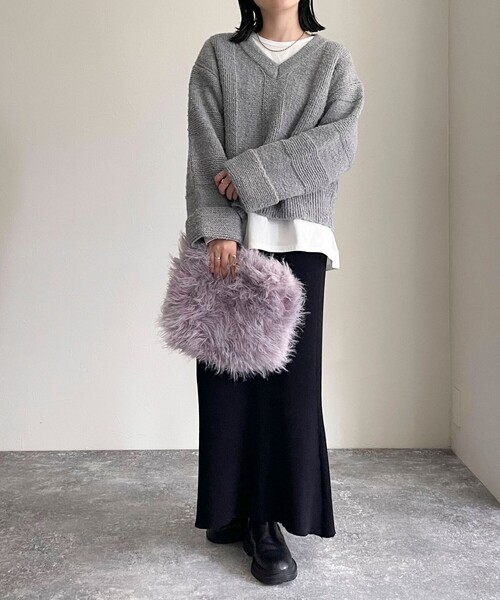 あり君ママ　fw グレー　ニット 23区(ニジュウサンク)の【洗える】カシミヤブレンド ハイネック ニット