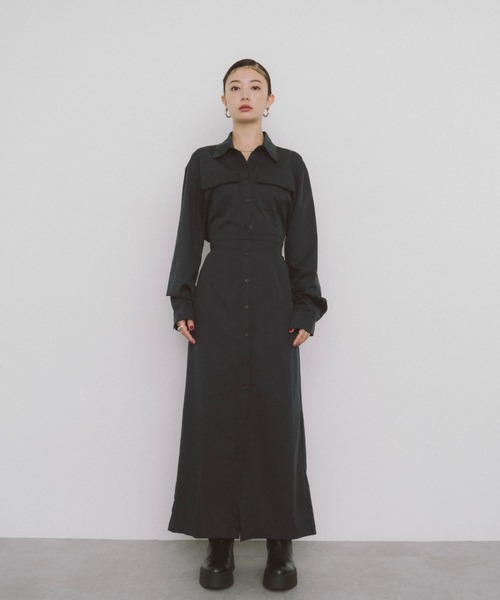 HANNE ワンピース バックシャンロングシャツワンピース : ZOZOTOWN 
