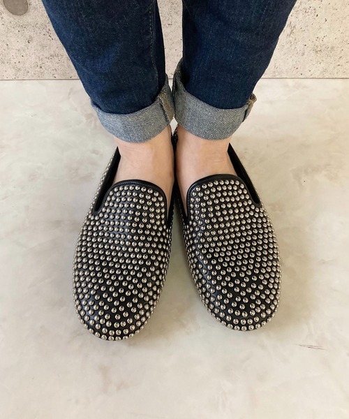 【新品未使用】JEFFREY CAMPBELL スタッズローファー ベージュ Jeffrey Campbell ローファー スタッズ ローファー レディース