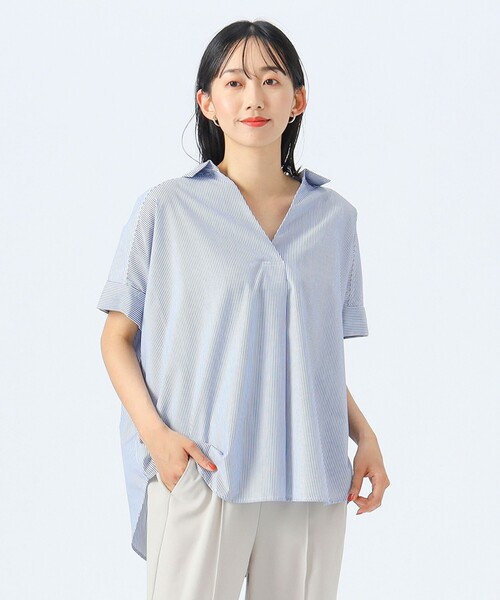 BEAMS HEART ブラウス シャツ スキッパー プルオーバーシャツ