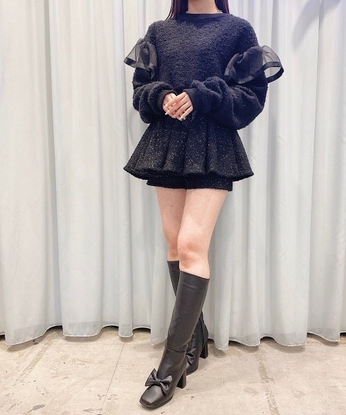 LiLi品 lilLilly tシャツ ラメフリルニット レディース : ZOZOTOWN