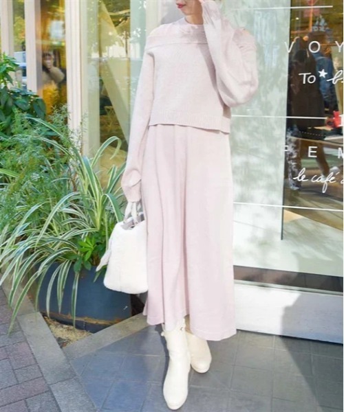 axes femme（アクシーズ ファム） ワンピース ラメカーデ×ニット