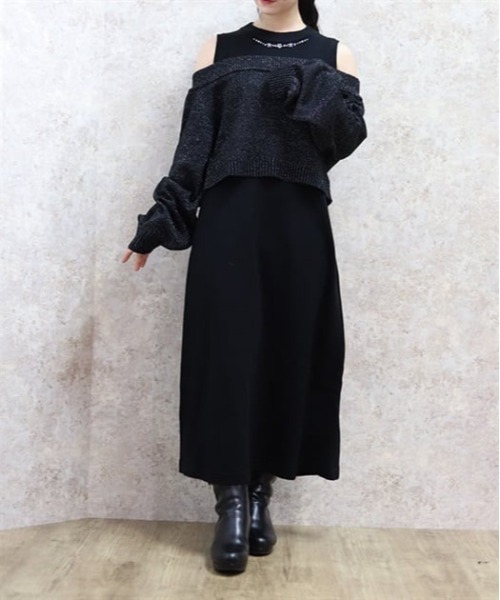 ロンドントイズ　アクシーズファム　ワンピースとニットのセット axes femme（アクシーズ ファム） ワンピース ラメカーデ×ニット