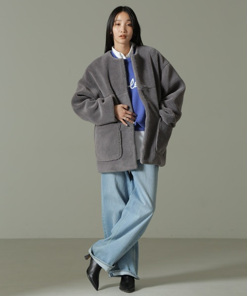 ナノ・ユニバース　ノーカラーボアコート NANO universe｜ノーカラーボアコート | Rakuten Fashion(楽天