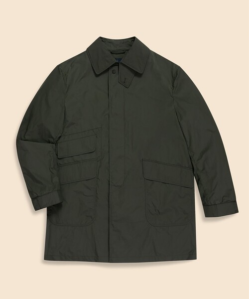 Brooks brothersベルト付きロング丈ステンカラーコート 玉虫カーキ Brooks brothersベルト付きロング丈ステンカラーコート 玉虫カーキ