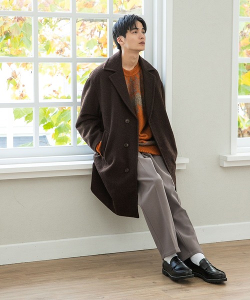 niko and…（ニコアンド） チェスターコート LARGE ブラウン メンズ