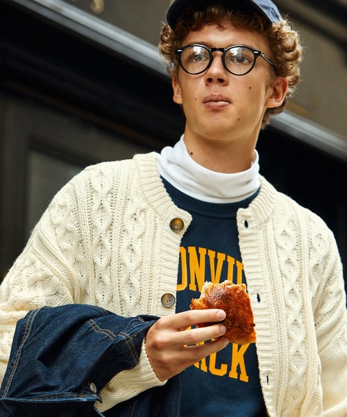 「EMMA CLOTHES」 ニットカーディガン M ライトカーキ メンズ_画像5