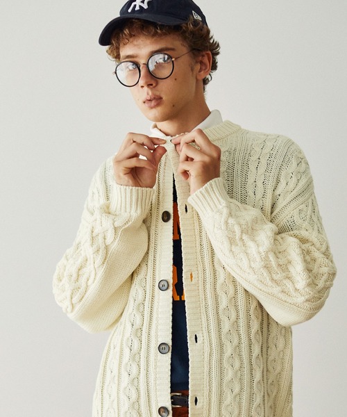 「EMMA CLOTHES」 ニットカーディガン M ライトカーキ メンズ_画像8