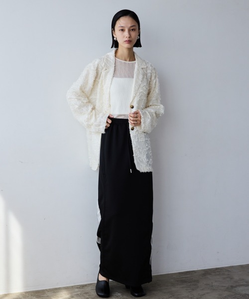 限定価格！即発送andrea&co 新品フリンジジャガードジャケット完売品♡ セール】シアーフリンジジャガードジャケット（テーラード