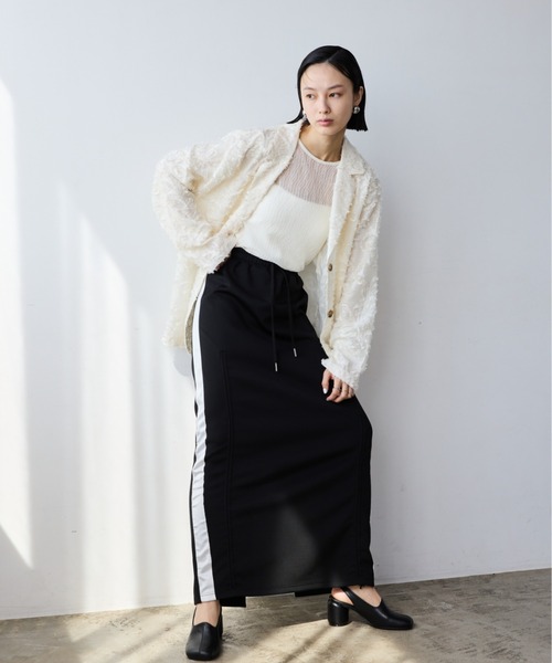 限定価格！即発送andrea&co 新品フリンジジャガードジャケット完売品♡ セール】シアーフリンジジャガードジャケット（テーラード