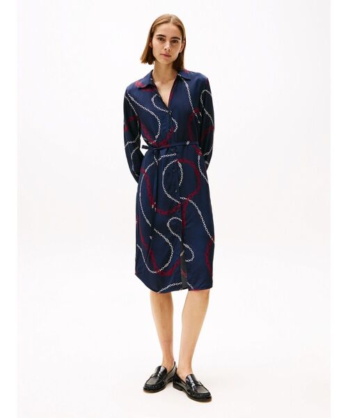 トミー ヒルフィガー（ ）/ビスコースロングスリーブシャツワンピース TOMMY HILFIGER（トミー・ヒルフィガー） ワンピース ビスコースロング