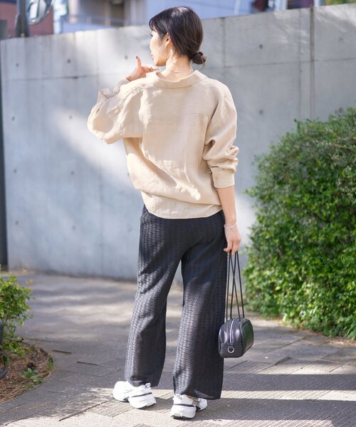 イエナIENAゆったりオーバーサイズ上質ラミーリネンバンドカラー