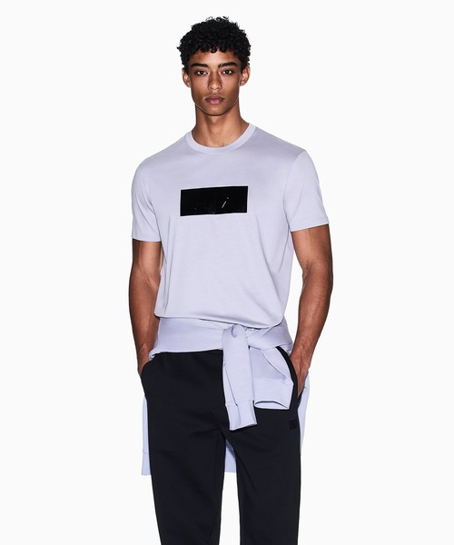 tシャツ 「A|X アルマーニ エクスチェンジ」シャイニーボックスロゴ 半袖クルーネックTシャツ/REGULAR メンズの画像