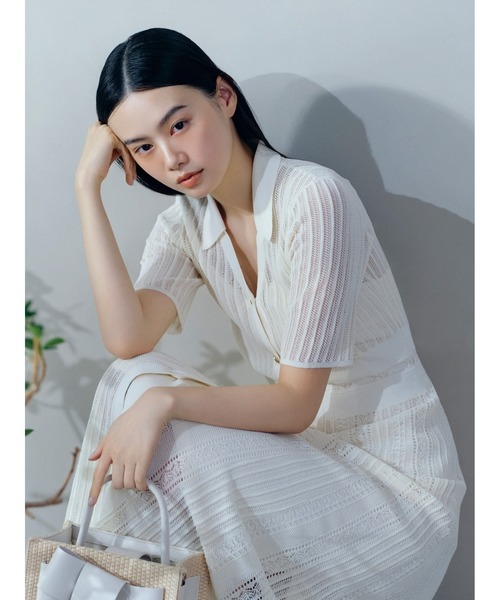 FRAY I.D ワンピース アイレットレースニットワンピ : ZOZOTOWN