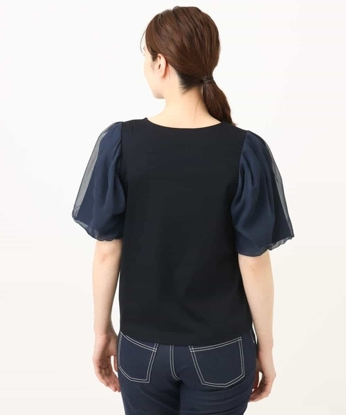 tシャツ ボリュームスリーブカットソー/接触冷感/洗える/WEB限定サイズあり レディース OFUON tシャツ ボリュームスリーブカットソー/接触冷感/洗える