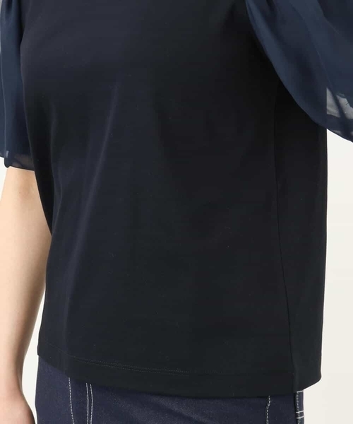 OFUON tシャツ ボリュームスリーブカットソー/接触冷感/洗える