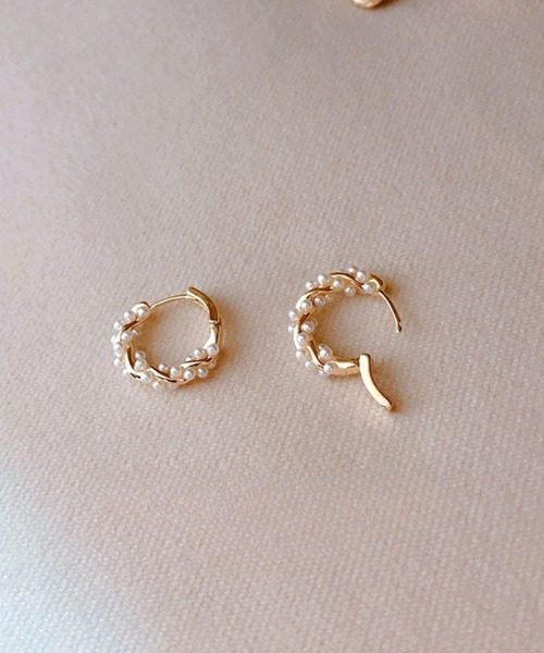 yu-ka ピアス YU-KA:パールブーケフープピアス Pearl bouquet hoop