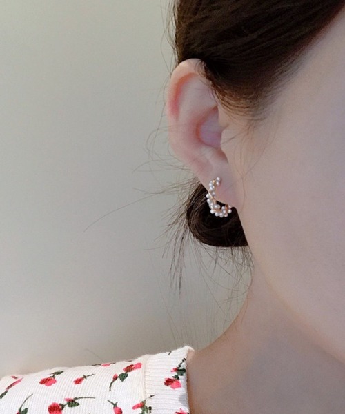 yu-ka ピアス YU-KA:パールブーケフープピアス Pearl bouquet hoop