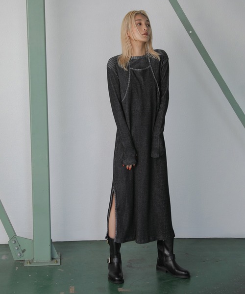 ROSE BUD（ローズバッド） ワンピース (mici)レイヤードリブニット