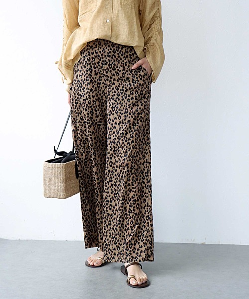 R　レオパード柄ワイドパンツ Jines パンツ レオパード柄ワイドパンツ レディース : ZOZOTOWN
