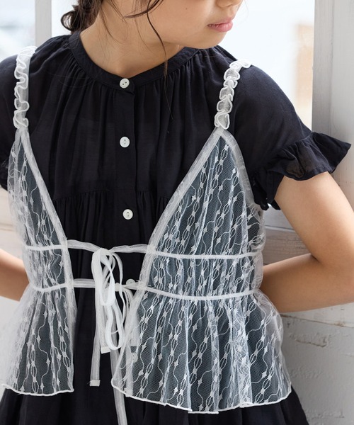 4R ギマニットのフリルキャミソール インディゴ 4R ギマニットのフリルキャミソール インディゴ