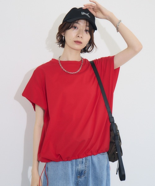 tシャツ ドライタッチコットン裾ドロストプルオーバー レディース