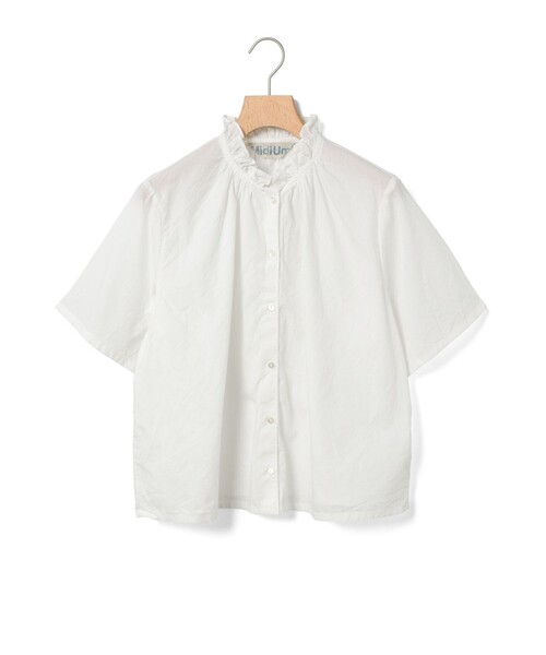 ブラウス シャツ MidiUmi シャンブレーフリルシャツ レディース