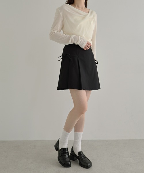 Freesia スカート 夏 サイドリボンレイヤードミニスカートパンツ