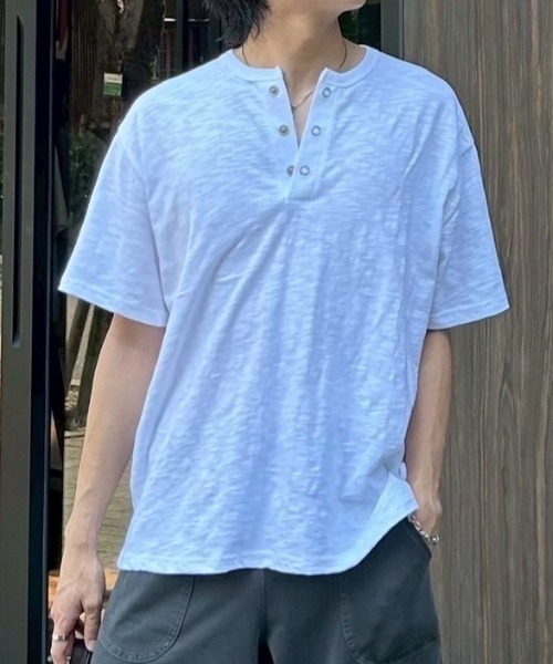 Chikashitsu+（チカシツプラス） ヘンリーネック tシャツ メンズ