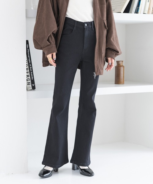ヘザー 試着のみ 美品 HeatherISKOフレアデニムパンツ　575793 Heather（ヘザー） ジーンズ デニム デニムパンツ 「脚長×美脚を叶える