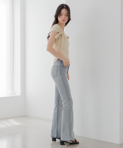 ヘザー 試着のみ 美品 HeatherISKOフレアデニムパンツ　575793 Heather（ヘザー） ジーンズ デニム デニムパンツ 「脚長×美脚を叶える