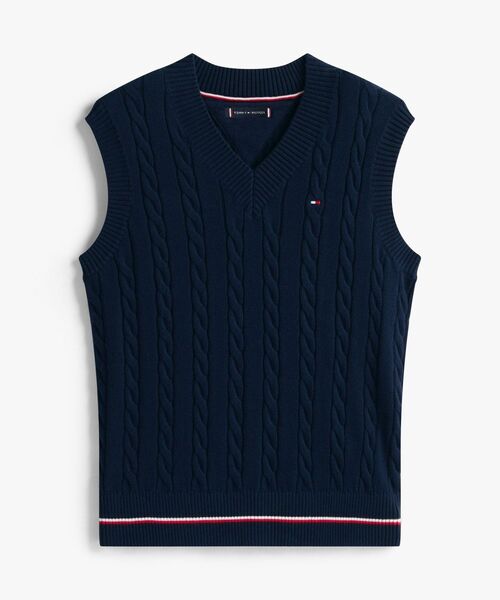 ニット セーター BOYS コットンケーブルグローバルストライプベスト キッズ 子供服の画像