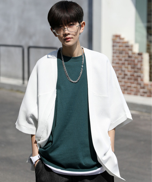 「neos」 ニットカーディガン MEDIUM オフホワイト メンズ_画像3