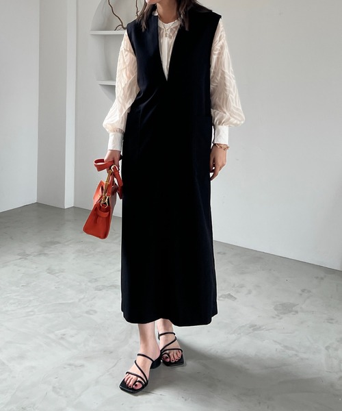 「un dix cors」 ノースリーブワンピース FREE ブラック レディース_画像4