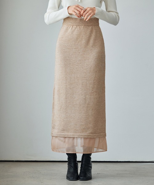 SAISON DE PAPILLON（セゾンドパピヨン） スカート 裾透けタイトニット