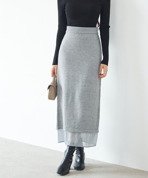 SAISON DE PAPILLON（セゾンドパピヨン） スカート 裾透けタイトニット