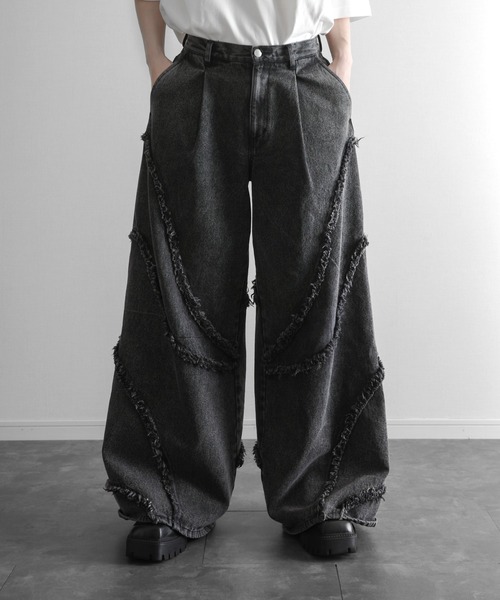 KUUUPY（クーピー） ジーンズ Fringed Baggy Wide-Leg Denim Pants